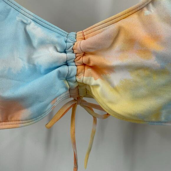 Roxy Bikini Top Size Large NWT Rainbow Cloud Bralette Tie Dye Beach Surf Swim - Picture 8 of 16